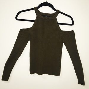 Olive Green Cutout Sweater